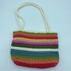 Vintage Lina Knit Bag Colorful‎ Striped Purse